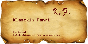 Klaszkin Fanni névjegykártya